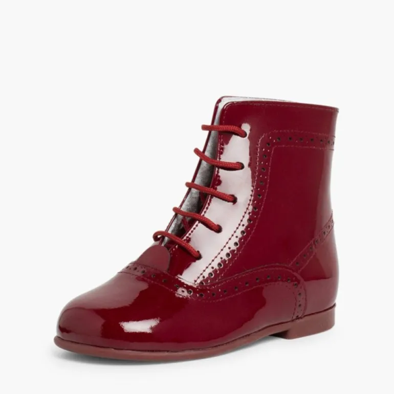 Menina Pisamonas Botas Verniz Atacadores