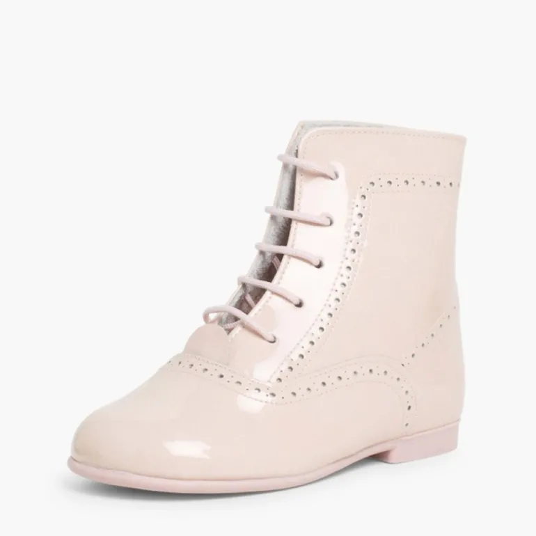 Menina Pisamonas Botas Verniz Atacadores