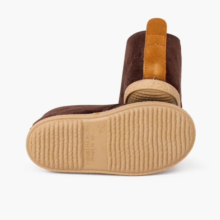 Menina Pisamonas Botinhas Forro Felpudo Tira Camel Traseira