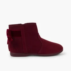Menina Pisamonas Botins Com Laco Veludo E Fecho-Eclair