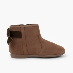 Menina Pisamonas Botins Com Laco Veludo E Fecho-Eclair