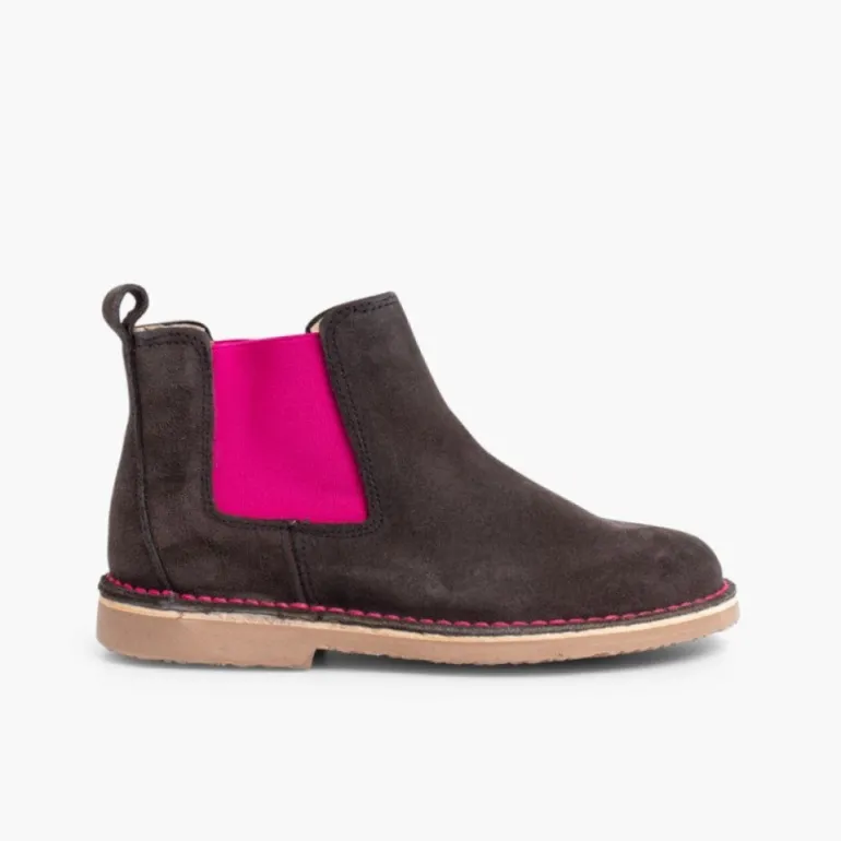 Menina Pisamonas Botins De Camurca Criancas & Mulher Com Elasticos De Cores