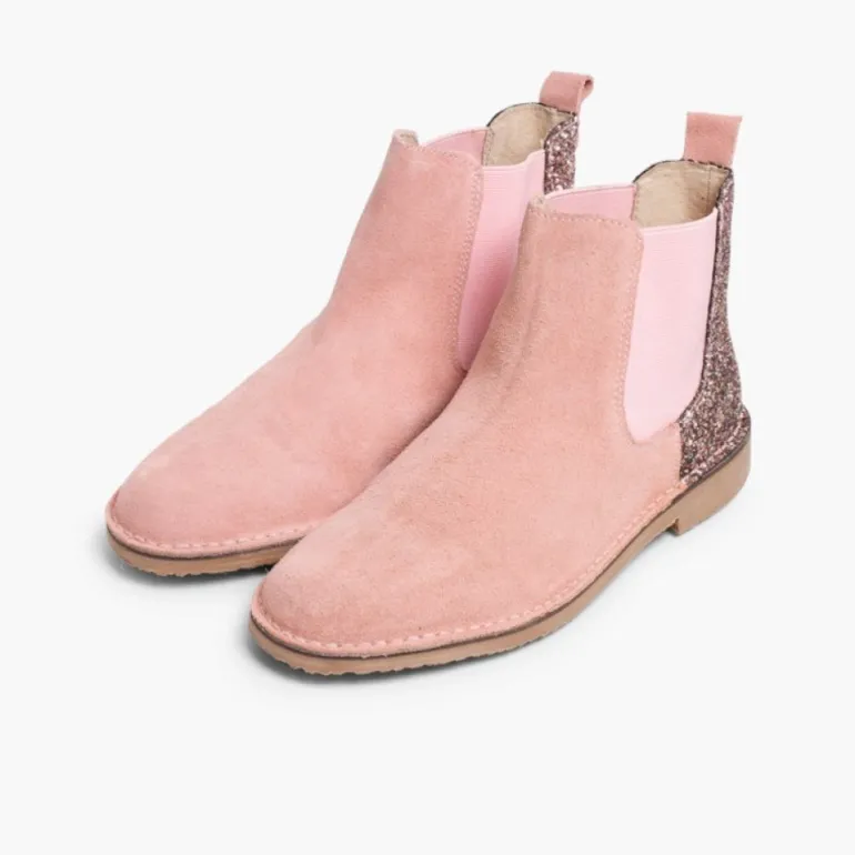 Menina Pisamonas Botins Menina Camurca Com Traseira Glitter