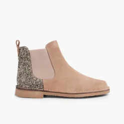 Menina Pisamonas Botins Menina Camurca Com Traseira Glitter