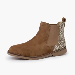 Menina Pisamonas Botins Menina Camurca Com Traseira Glitter