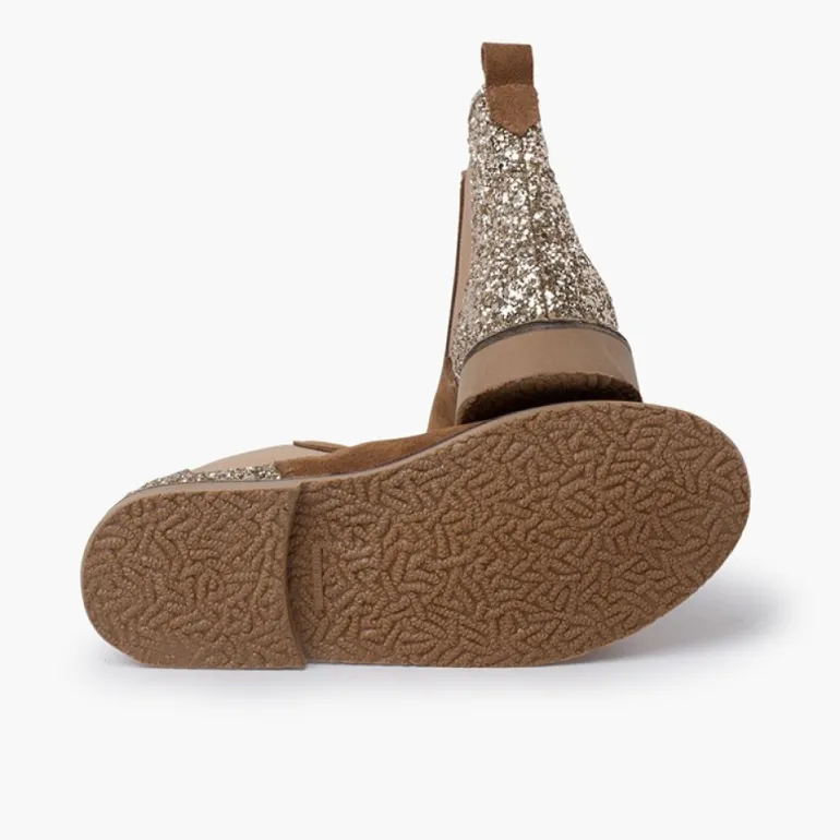 Menina Pisamonas Botins Menina Camurca Com Traseira Glitter