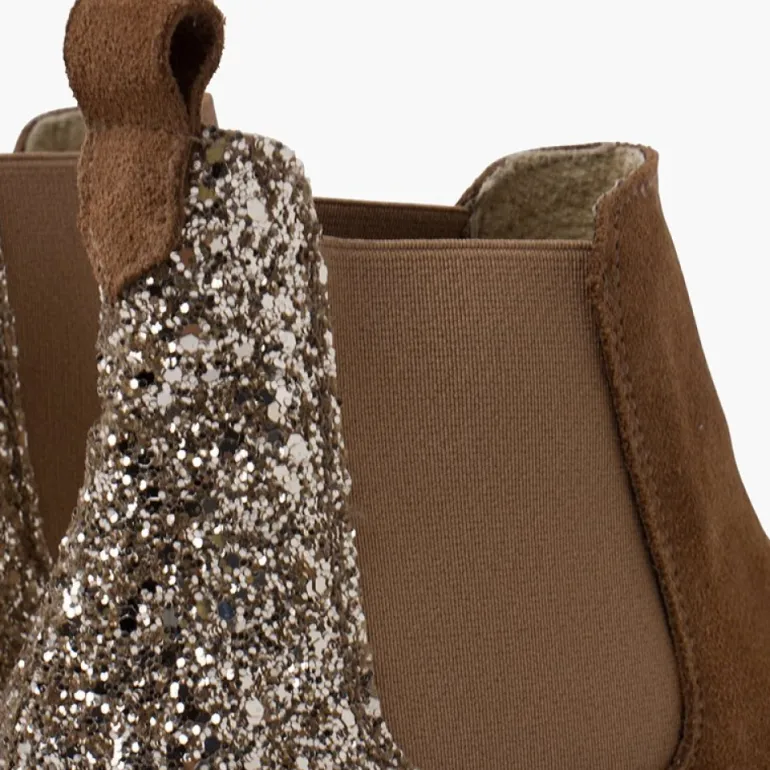Menina Pisamonas Botins Menina Camurca Com Traseira Glitter