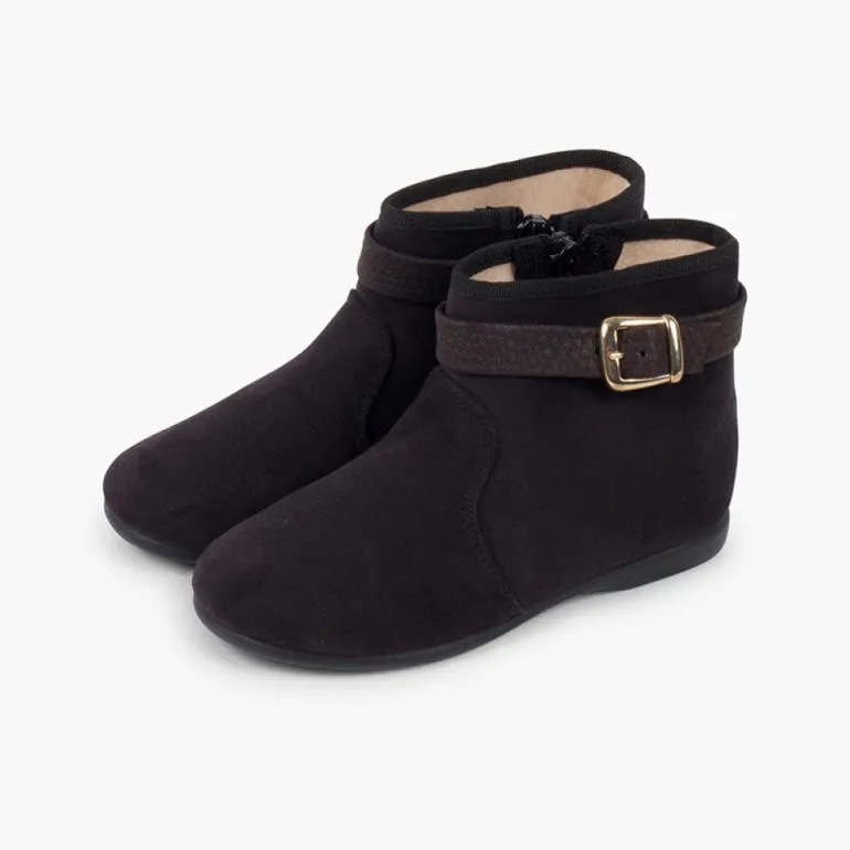 Menina Pisamonas Botins Menina Fivela Com Fecho-Eclair