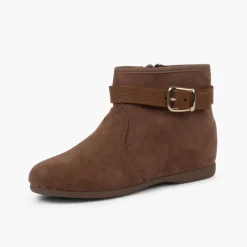 Menina Pisamonas Botins Menina Fivela Com Fecho-Eclair