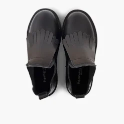 Menina Pisamonas Botins Pele Menina Lingueta Franjas