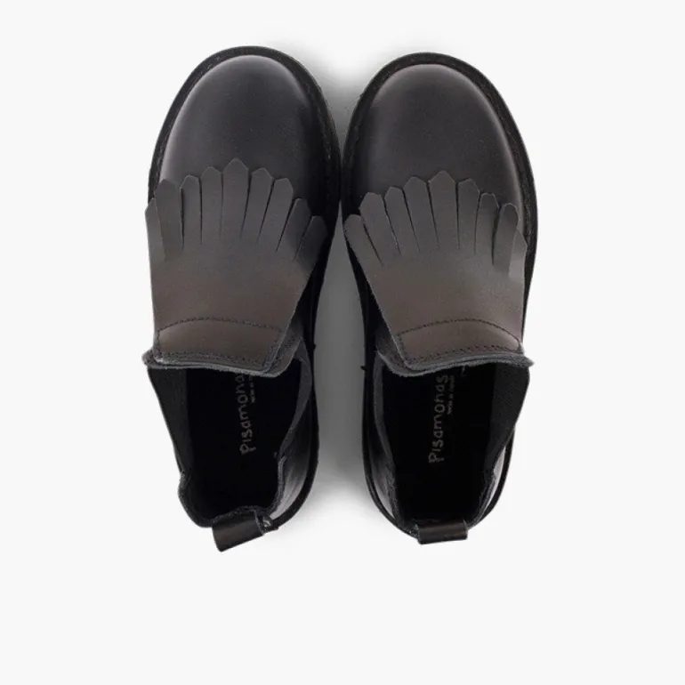 Menina Pisamonas Botins Pele Menina Lingueta Franjas