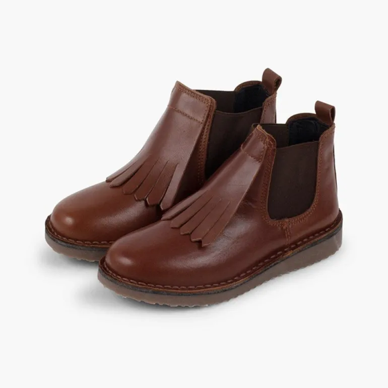 Menina Pisamonas Botins Pele Menina Lingueta Franjas