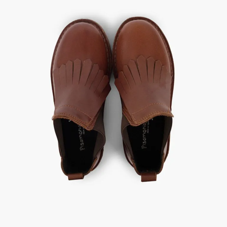 Menina Pisamonas Botins Pele Menina Lingueta Franjas