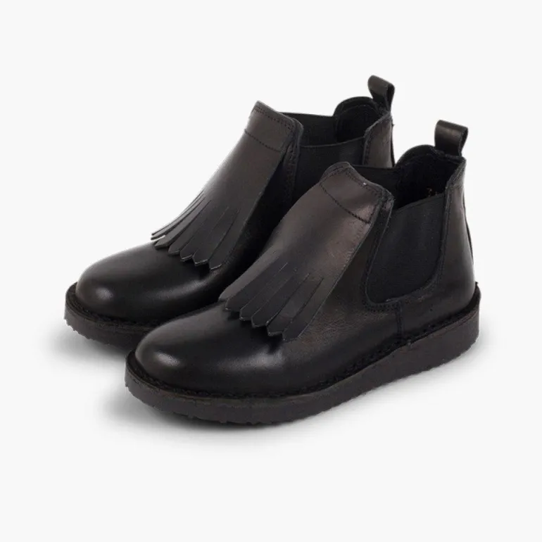 Menina Pisamonas Botins Pele Menina Lingueta Franjas