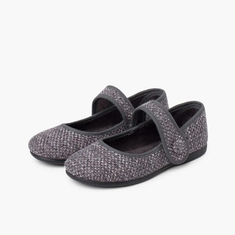 Menina Pisamonas Merceditas Menina Tweed Fecho Tira
