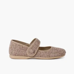 Menina Pisamonas Merceditas Menina Tweed Fecho Tira