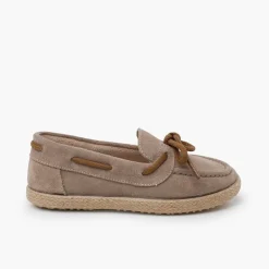 Menino Pisamonas Mocassins Camurca Atacador Sola Juta