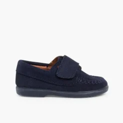 Menino Pisamonas Mocassins Camurca Com Tiras Aderentes