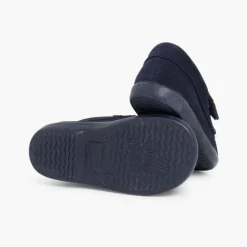 Menino Pisamonas Mocassins Camurca Com Tiras Aderentes