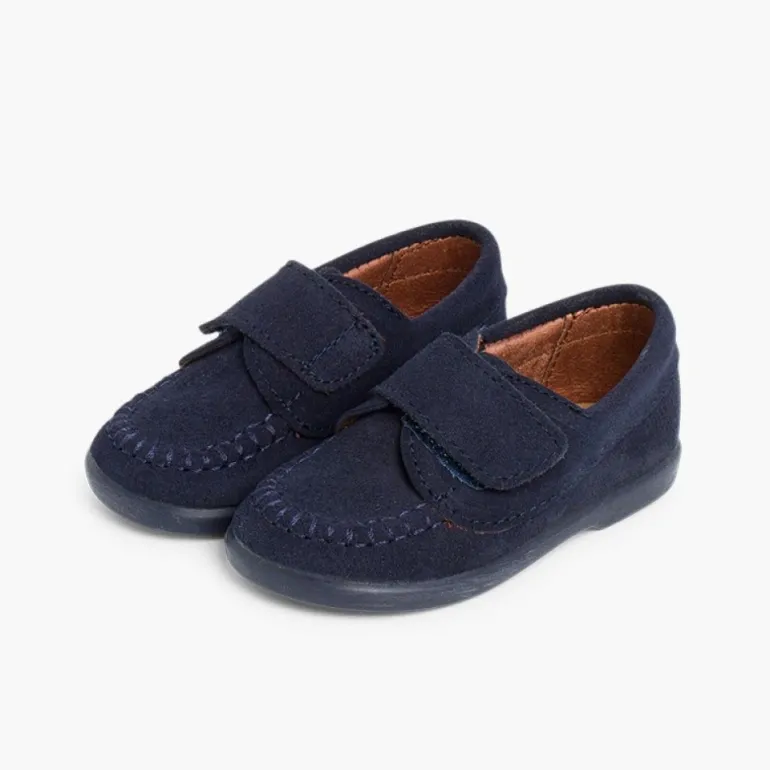 Menino Pisamonas Mocassins Camurca Com Tiras Aderentes