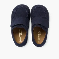 Menino Pisamonas Mocassins Camurca Com Tiras Aderentes