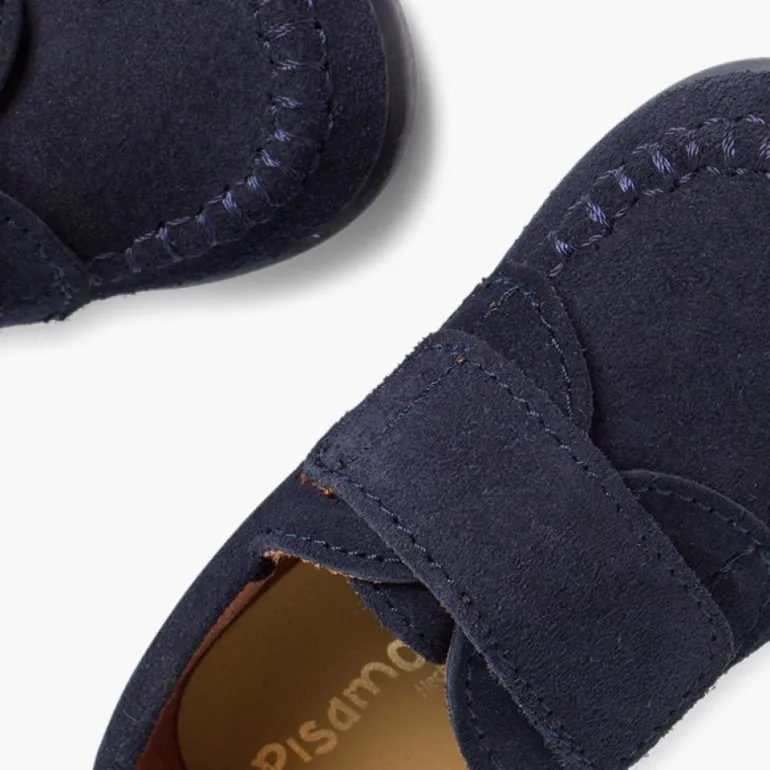 Menino Pisamonas Mocassins Camurca Com Tiras Aderentes