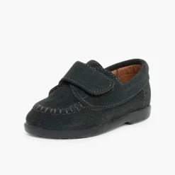 Menino Pisamonas Mocassins Camurca Com Tiras Aderentes
