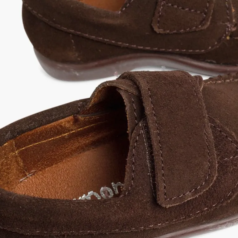 Menino Pisamonas Mocassins Camurca Com Tiras Aderentes