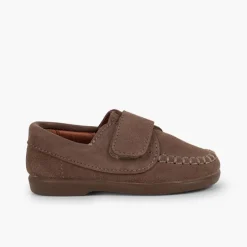 Menino Pisamonas Mocassins Camurca Com Tiras Aderentes