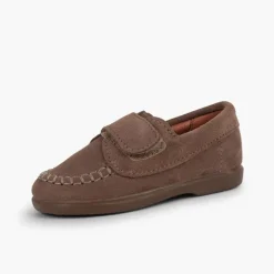 Menino Pisamonas Mocassins Camurca Com Tiras Aderentes