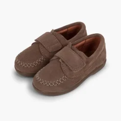 Menino Pisamonas Mocassins Camurca Com Tiras Aderentes