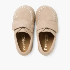 Menino Pisamonas Mocassins Camurca Com Tiras Aderentes