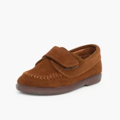 Menino Pisamonas Mocassins Camurca Com Tiras Aderentes