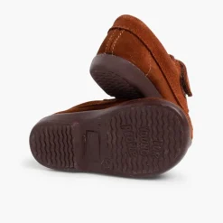 Menino Pisamonas Mocassins Camurca Com Tiras Aderentes