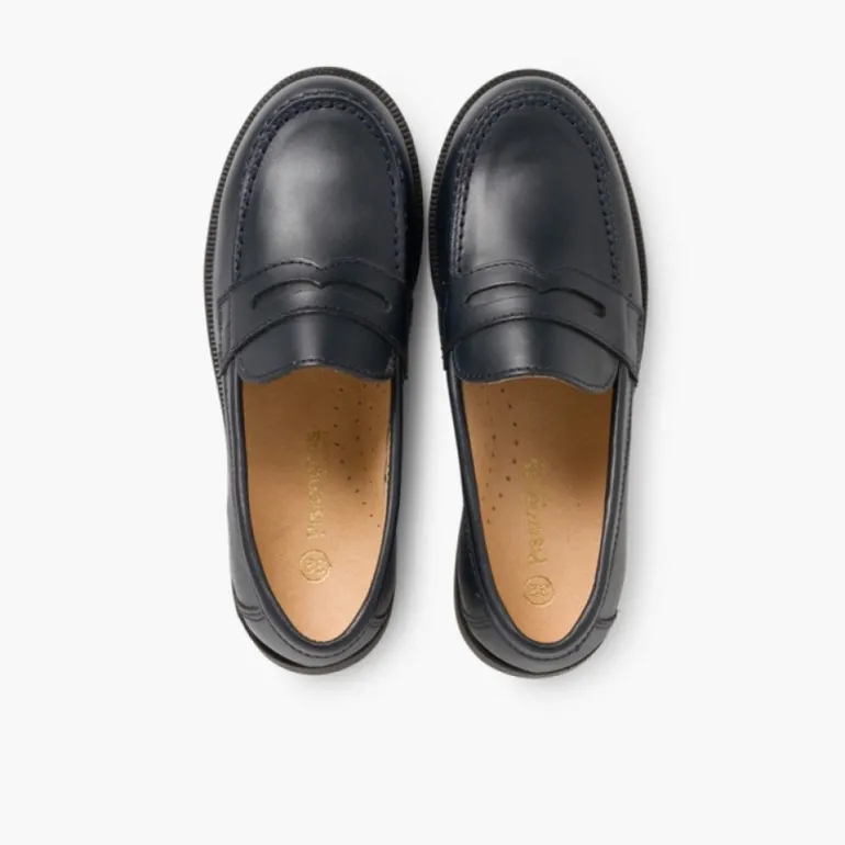Menino Pisamonas Mocassins Colegiais Azul Marinho/Preto