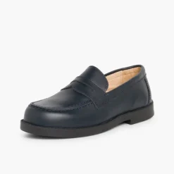 Menino Pisamonas Mocassins Colegiais Azul Marinho/Preto