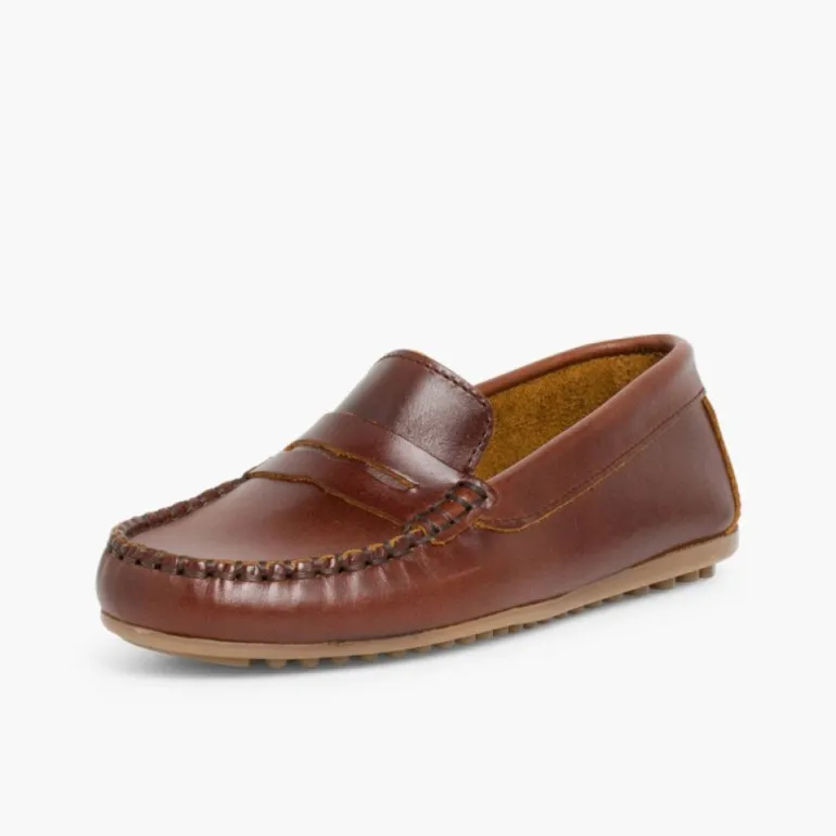 Menino Pisamonas Mocassins Couro