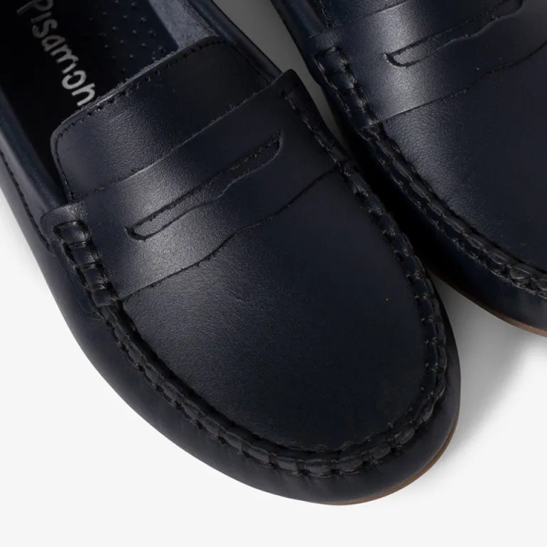 Menino Pisamonas Mocassins Couro