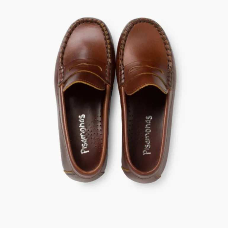 Menino Pisamonas Mocassins Couro