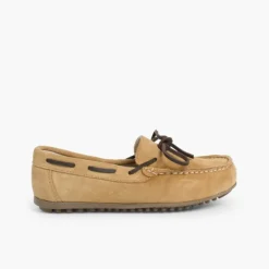Menino Pisamonas Mocassins Menino Camurca Atacador Quadrado