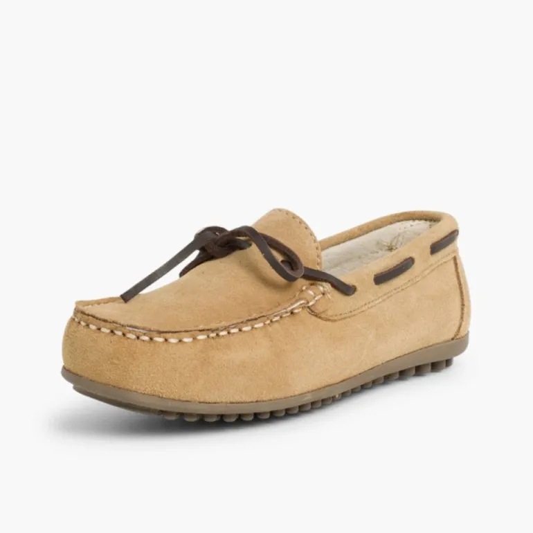 Menino Pisamonas Mocassins Menino Camurca Atacador Quadrado