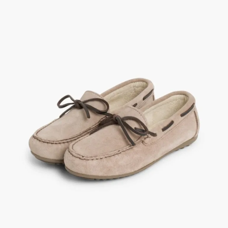 Menino Pisamonas Mocassins Menino Camurca Atacador Quadrado