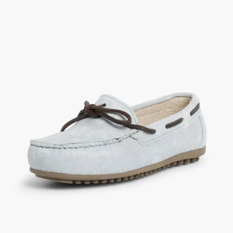 Menino Pisamonas Mocassins Menino Camurca Atacador Quadrado