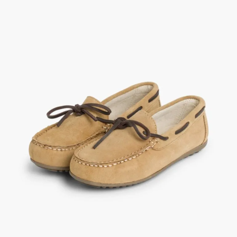 Menino Pisamonas Mocassins Menino Camurca Atacador Quadrado