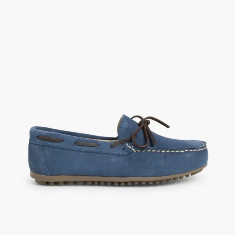 Menino Pisamonas Mocassins Menino Camurca Atacador Quadrado