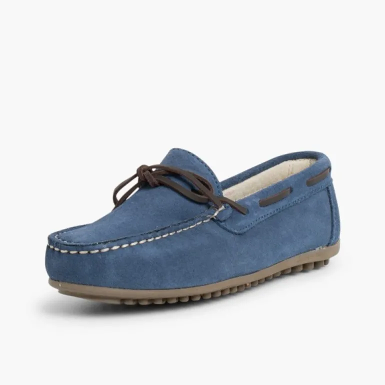 Menino Pisamonas Mocassins Menino Camurca Atacador Quadrado