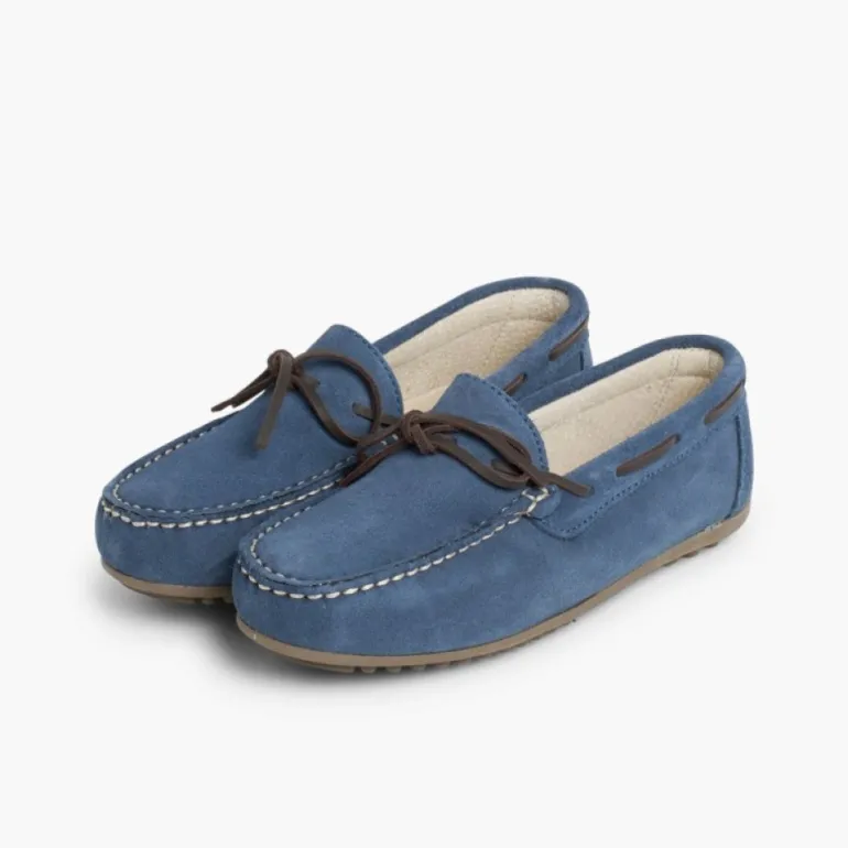 Menino Pisamonas Mocassins Menino Camurca Atacador Quadrado