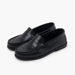 Menino Pisamonas Mocassins Pele