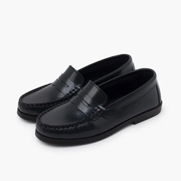 Menino Pisamonas Mocassins Pele