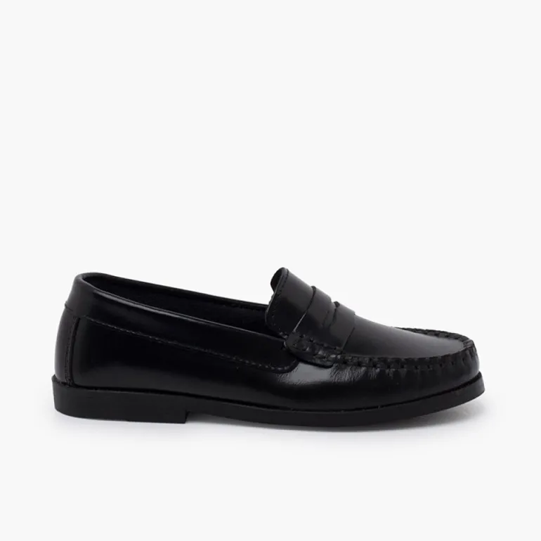 Menino Pisamonas Mocassins Pele